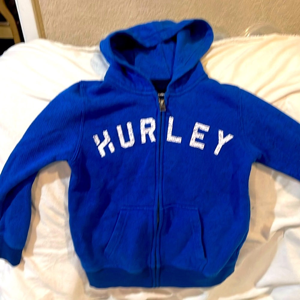 Kids Size 7 Blue Hurley zip up hoodie